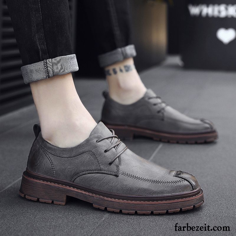 Lederschuhe Herren Casual Allgleiches Trend Lederschue Cargo Feder Schwarz