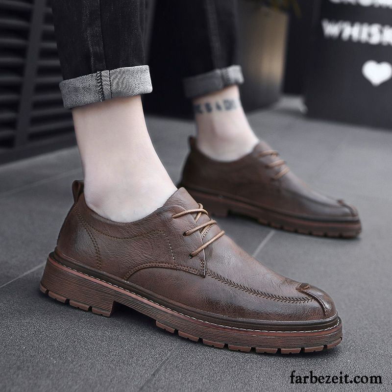 Lederschuhe Herren Casual Allgleiches Trend Lederschue Cargo Feder Schwarz