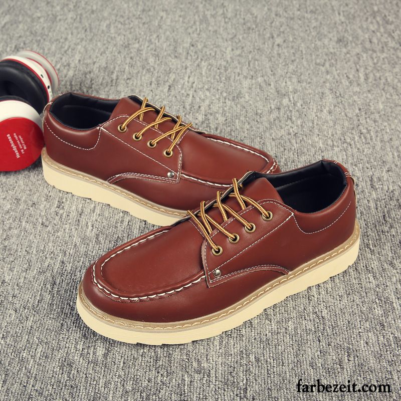 Lederschuhe Herren Retro Cargo Casual Lederschue Neue Sommer Rot