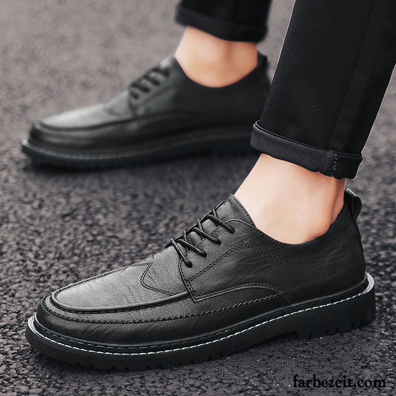 Lederschuhe Herren Sommer Lederschue England Casual Weiche Sohle Geschäft Schwarz Braun