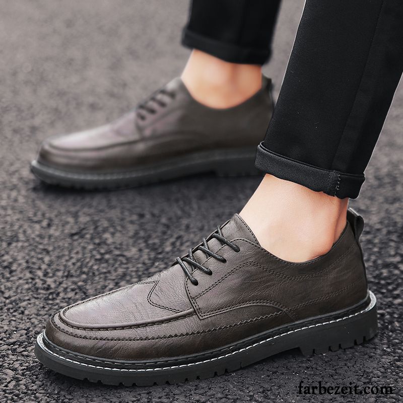 Lederschuhe Herren Sommer Lederschue England Casual Weiche Sohle Geschäft Schwarz Braun