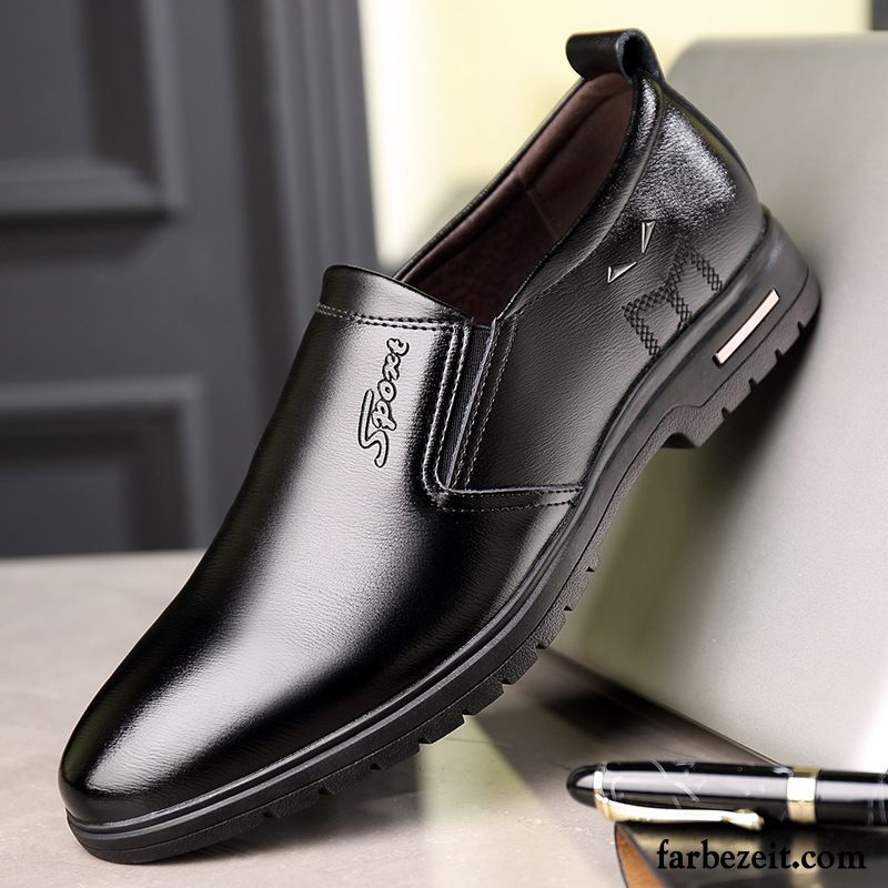 Lederschuhe Herren Trend Lederschue Casual Slip-on Geschäft Feder Schwarz Gelb