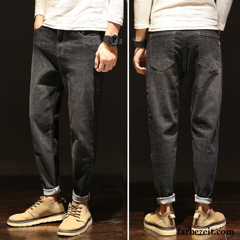 Herren Jeans Straight Leg Trend Lose Jeans Harlan Lange Plus Samt Schwarz Große Größe Hose Dünn Herbst Verkaufen