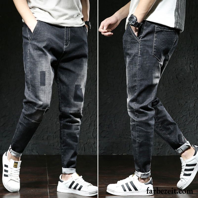 Herren Jeans Straight Leg Trend Lose Jeans Harlan Lange Plus Samt Schwarz Große Größe Hose Dünn Herbst Verkaufen