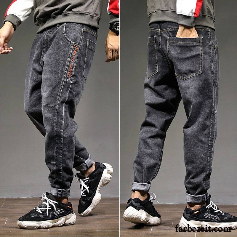 Herren Jeans Straight Leg Trend Lose Jeans Harlan Lange Plus Samt Schwarz Große Größe Hose Dünn Herbst Verkaufen