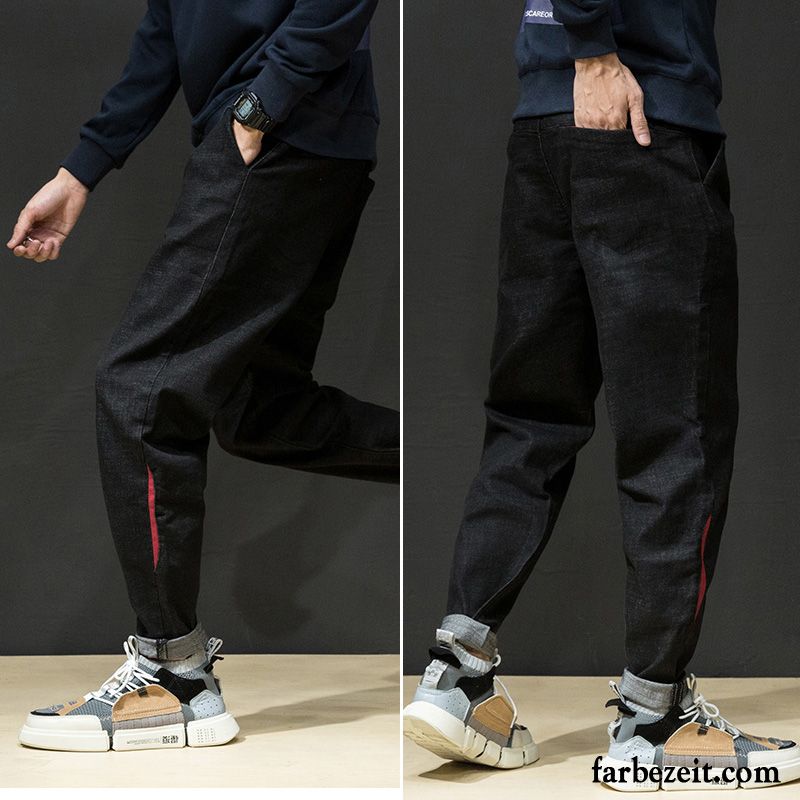 Herren Jeans Straight Leg Trend Lose Jeans Harlan Lange Plus Samt Schwarz Große Größe Hose Dünn Herbst Verkaufen