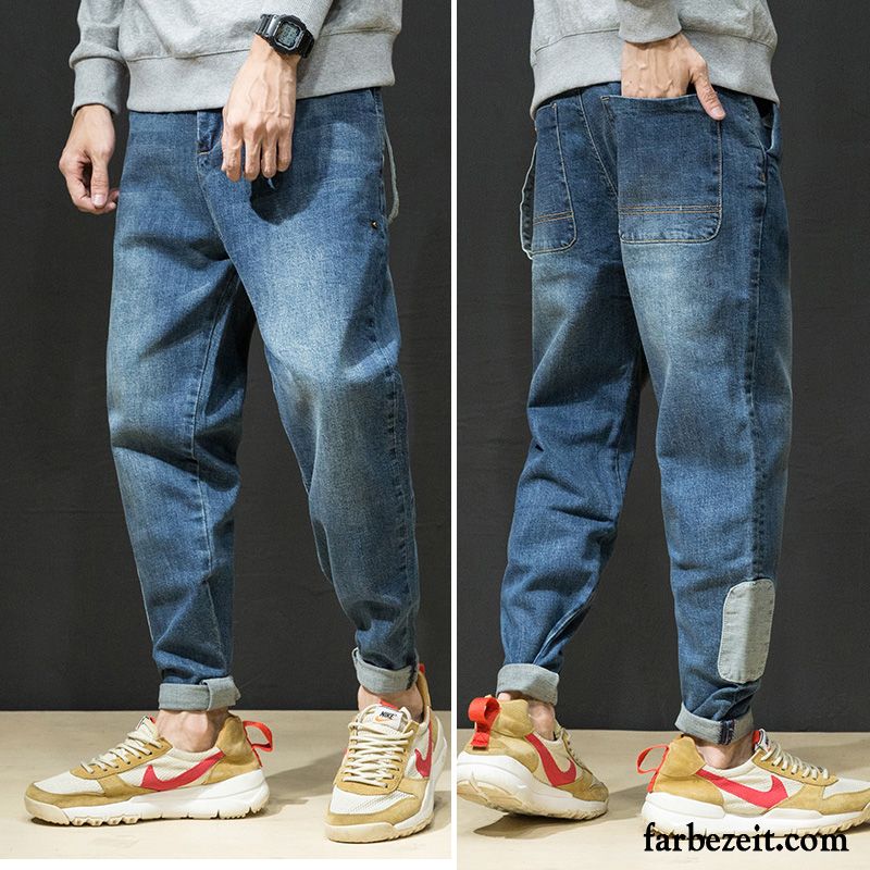 Herren Jeans Straight Leg Trend Lose Jeans Harlan Lange Plus Samt Schwarz Große Größe Hose Dünn Herbst Verkaufen