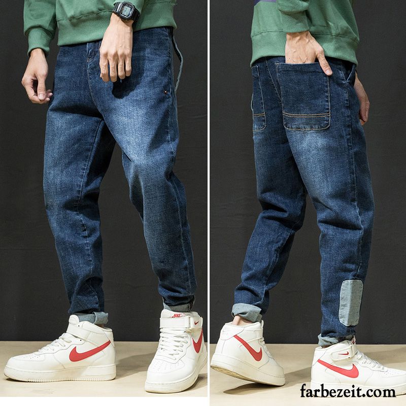 Herren Jeans Straight Leg Trend Lose Jeans Harlan Lange Plus Samt Schwarz Große Größe Hose Dünn Herbst Verkaufen