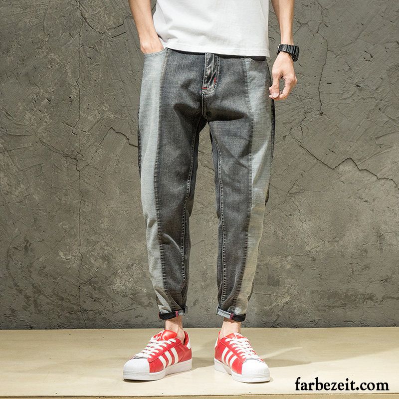 Herren Jeans Hellblau Harlan Freizeit Hose Sommer Trend Jeans Große Größe Schüler Grau Lose Schmales Bein Sale