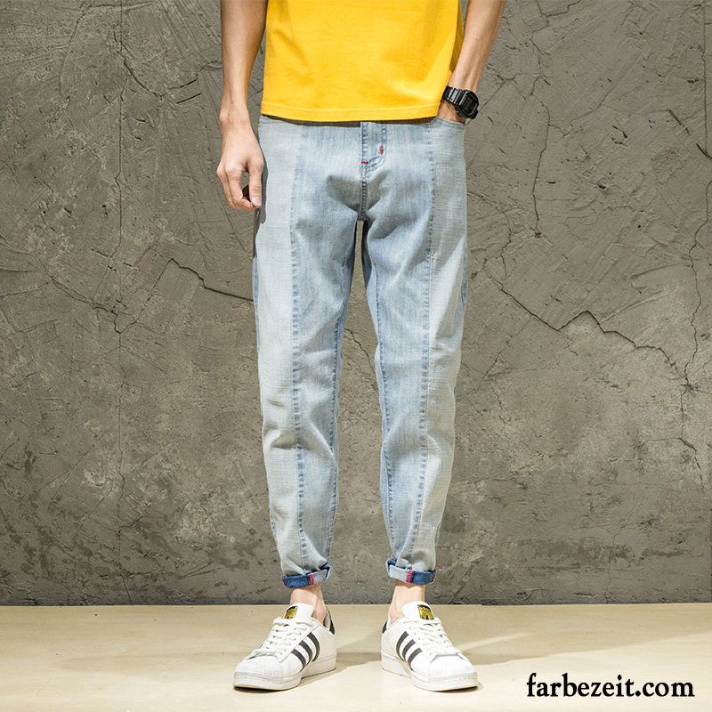 Herren Jeans Hellblau Harlan Freizeit Hose Sommer Trend Jeans Große Größe Schüler Grau Lose Schmales Bein Sale