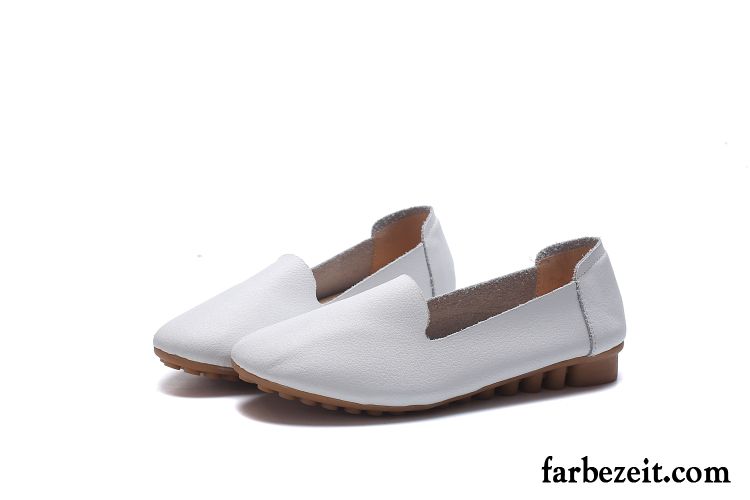 Loafer Schuhe Damen Leder Flache Neue Schuhe Schnürschuhe Gelb Echtleder Alle Jahreszeiten Casual Oberleder Halbschuhe Verkaufen