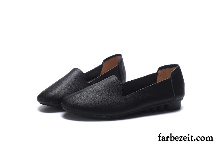 Loafer Schuhe Damen Leder Flache Neue Schuhe Schnürschuhe Gelb Echtleder Alle Jahreszeiten Casual Oberleder Halbschuhe Verkaufen