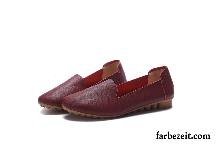 Loafer Schuhe Damen Leder Flache Neue Schuhe Schnürschuhe Gelb Echtleder Alle Jahreszeiten Casual Oberleder Halbschuhe Verkaufen