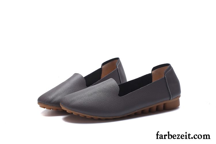 Loafer Schuhe Damen Leder Flache Neue Schuhe Schnürschuhe Gelb Echtleder Alle Jahreszeiten Casual Oberleder Halbschuhe Verkaufen