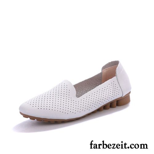 Loafer Schuhe Damen Leder Flache Neue Schuhe Schnürschuhe Gelb Echtleder Alle Jahreszeiten Casual Oberleder Halbschuhe Verkaufen