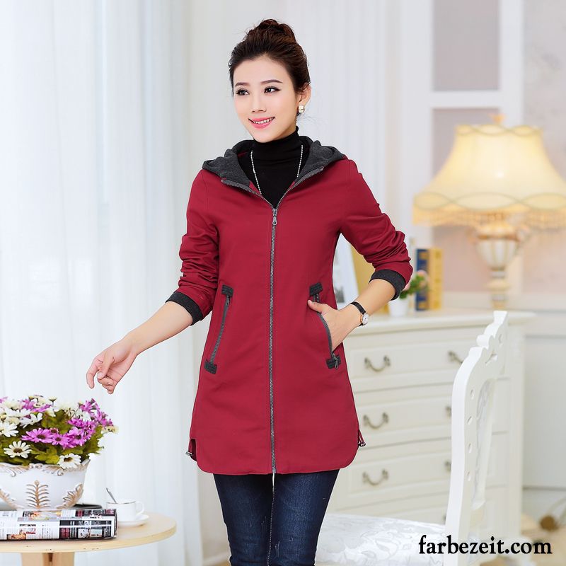 Longjacke Damen Winter Fett Langer Abschnitt Überzieher Große Größe Herbst Kapuze Trend Schlank Dünn Jacke Billig