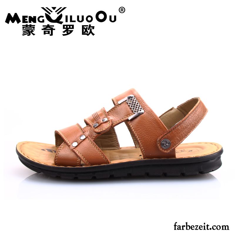 Luftige Schuhe Männer Sandalen Atmungsaktiv Casual Schuhe Sommer Leder Echtleder Pantolette Herren Rutschsicher Strand Kaufen