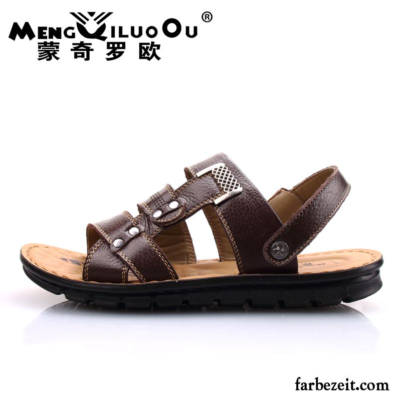 Luftige Schuhe Männer Sandalen Atmungsaktiv Casual Schuhe Sommer Leder Echtleder Pantolette Herren Rutschsicher Strand Kaufen