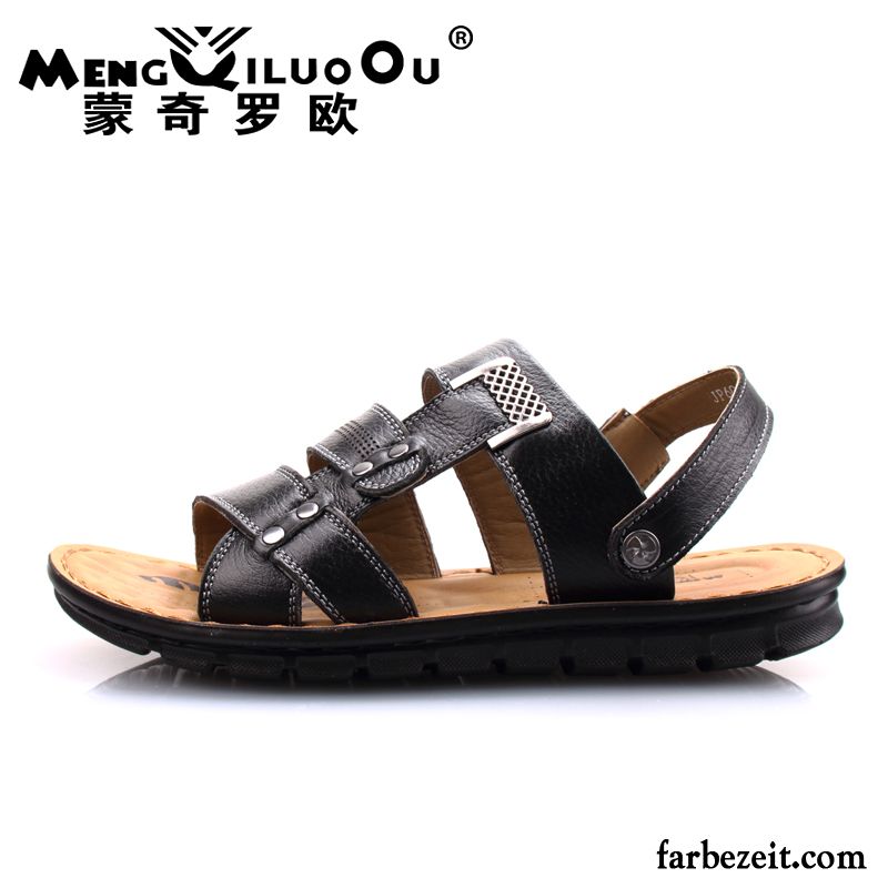 Luftige Schuhe Männer Sandalen Atmungsaktiv Casual Schuhe Sommer Leder Echtleder Pantolette Herren Rutschsicher Strand Kaufen