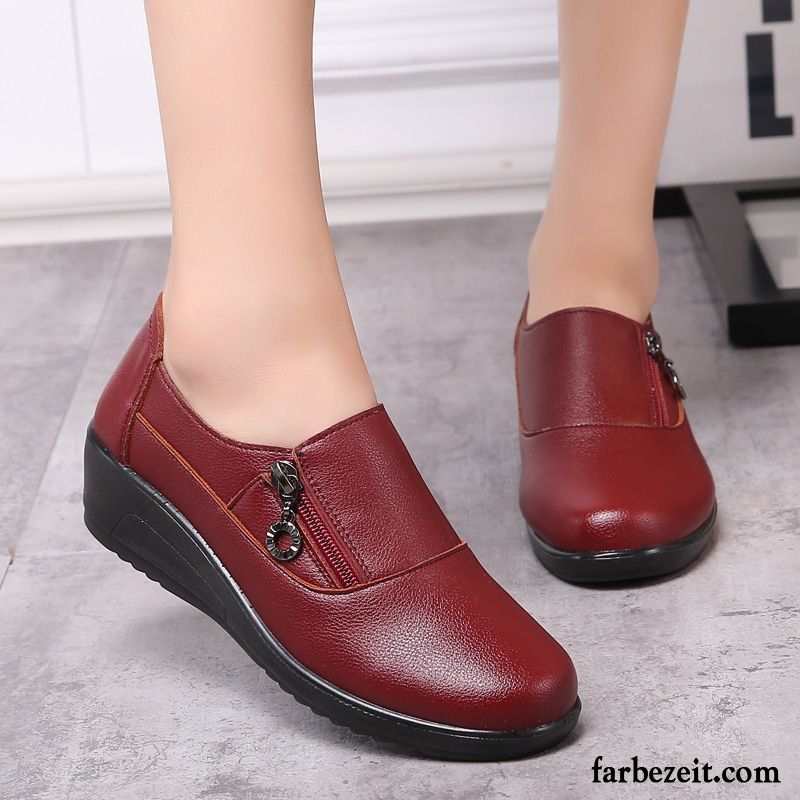 Luxus Schuhe Damen Casual Keilschuhe Lederschuhe Feder Herbst Weiche Sohle Schnürschuhe Echtleder Kaufen