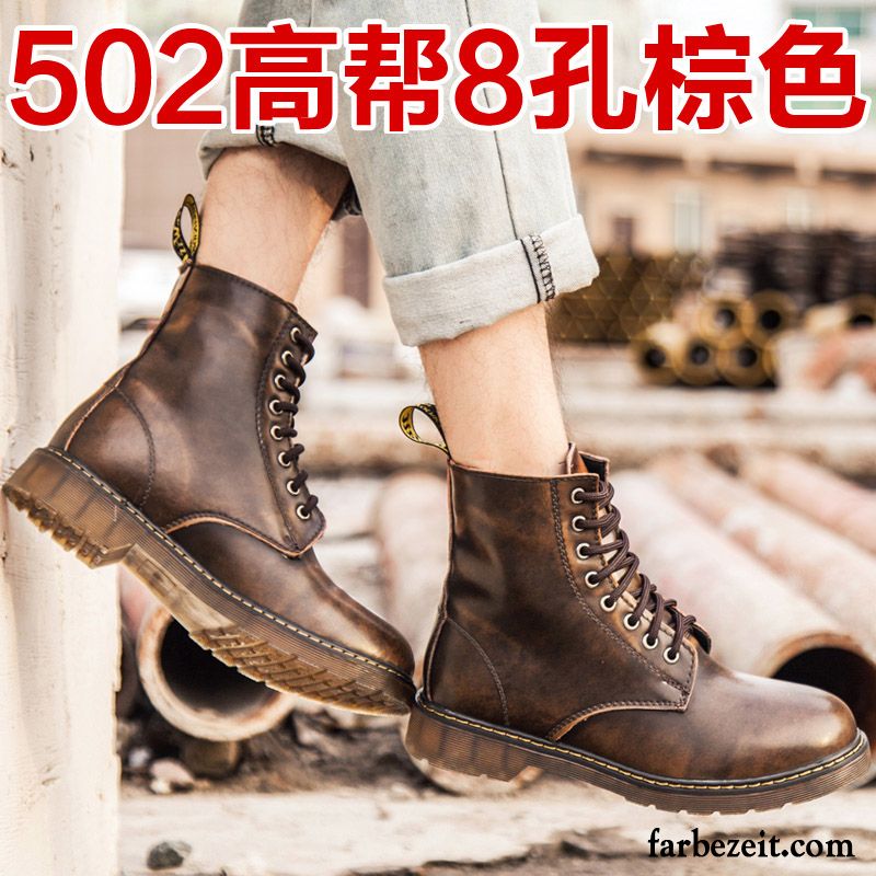 Luxus Schuhe Herren Hohe Feder Martin Stiehlt Lovers Schuhe Echtleder Kurze Trend England Cargo Retro