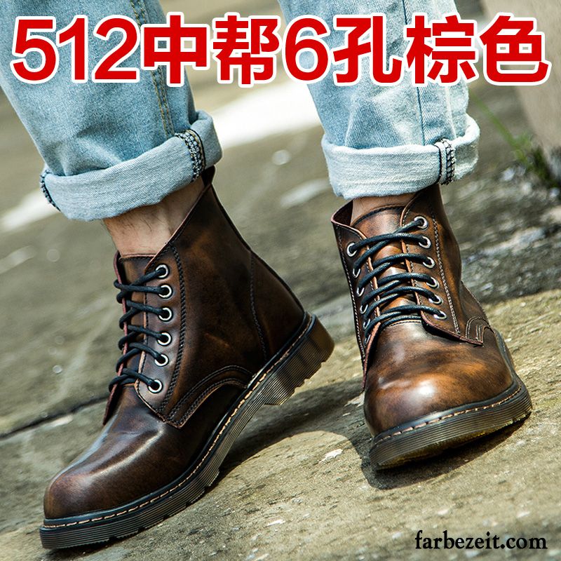 Luxus Schuhe Herren Hohe Feder Martin Stiehlt Lovers Schuhe Echtleder Kurze Trend England Cargo Retro