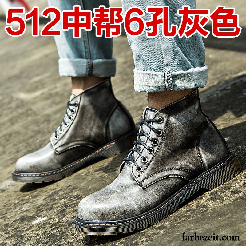 Luxus Schuhe Herren Hohe Feder Martin Stiehlt Lovers Schuhe Echtleder Kurze Trend England Cargo Retro