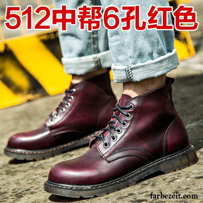 Luxus Schuhe Herren Hohe Feder Martin Stiehlt Lovers Schuhe Echtleder Kurze Trend England Cargo Retro