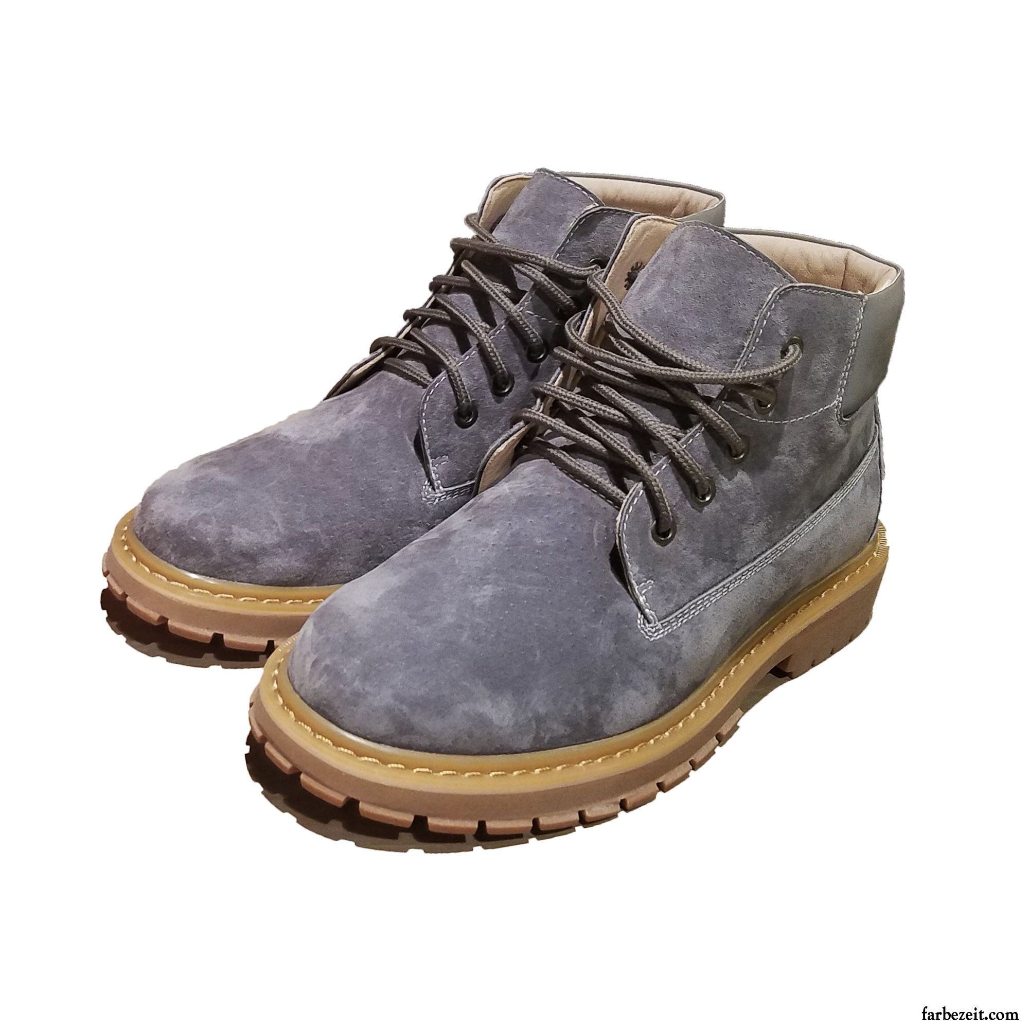 Mode Boots Herren Wildleder Kunst Trend England Casual Martin Stiehlt Runde Zehe Schnürung Retro Günstig