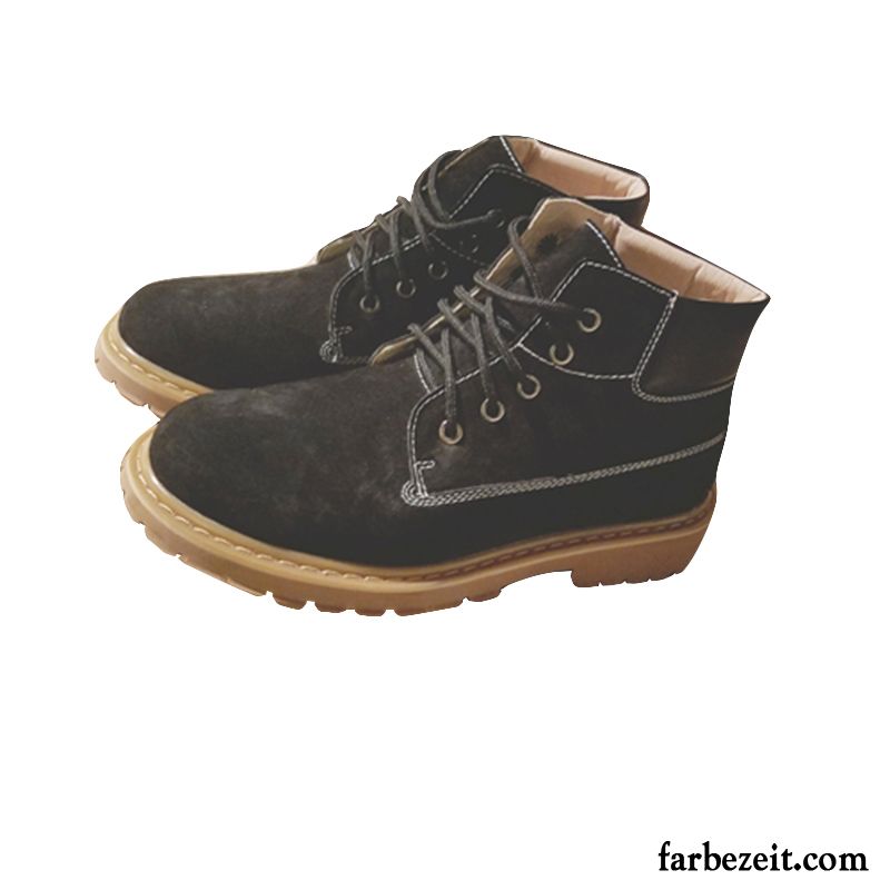 Mode Boots Herren Wildleder Kunst Trend England Casual Martin Stiehlt Runde Zehe Schnürung Retro Günstig