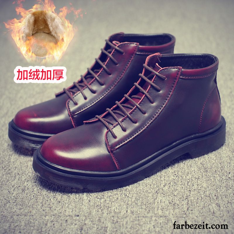 Mode Boots Männer Schuhe Echtleder Baumwolle Schuhe Feder Martin Stiehlt Herren Trend Cargo England Casual Billig