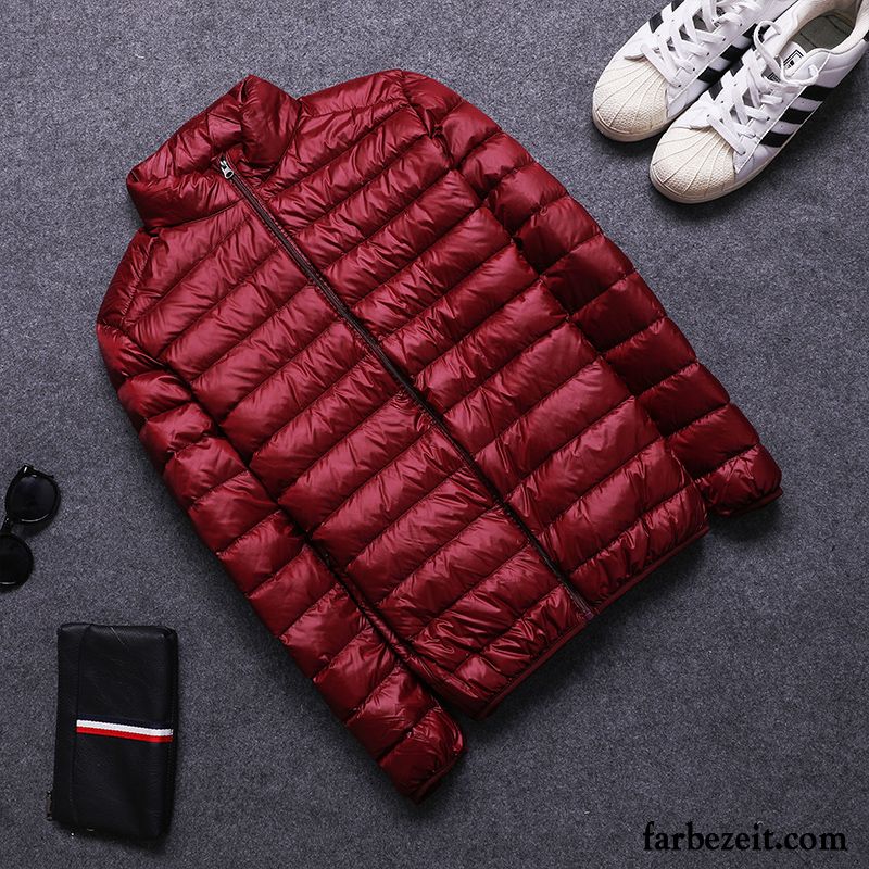 Mode Daunenjacke Herren Schwarz Kurzer Absatz Jugend Stehkragen Schlank Daunenjacke Ultra Überzieher Mit Kapuze Große Größe Ausverkauf Licht Günstig