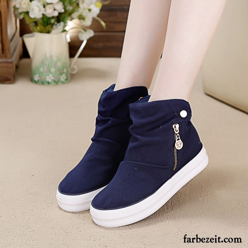 Mode Glitzer Schuhe Kaufen Dicke Sohle Reißverschluss Tuch Schuhe Schüler Herbst Trend Damen Erhöht Casual Feder Langschaft Günstig