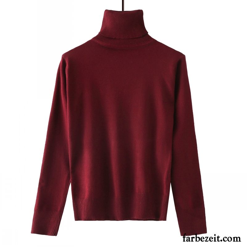 Mode Pullover Damen Rote Pullover Lose Neu Unteres Hemd Stricken Winter Herbst Lange Ärmel Billig