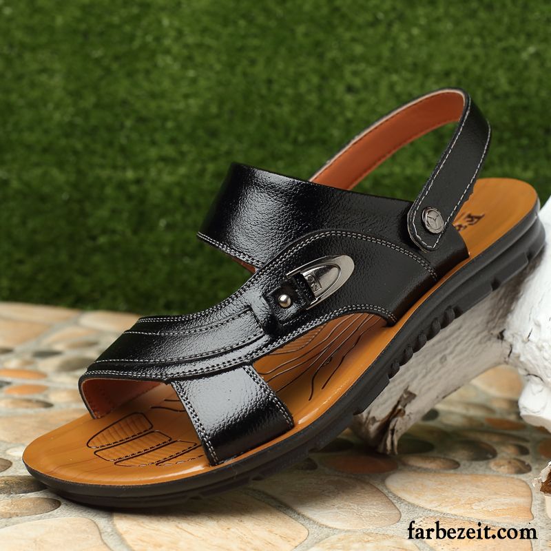 Mode Sandalen Herren Hausschuhe Atmungsaktiv Casual Sandalen Echtleder Strand Teenager Verkaufen