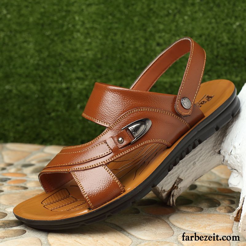 Mode Sandalen Herren Hausschuhe Atmungsaktiv Casual Sandalen Echtleder Strand Teenager Verkaufen