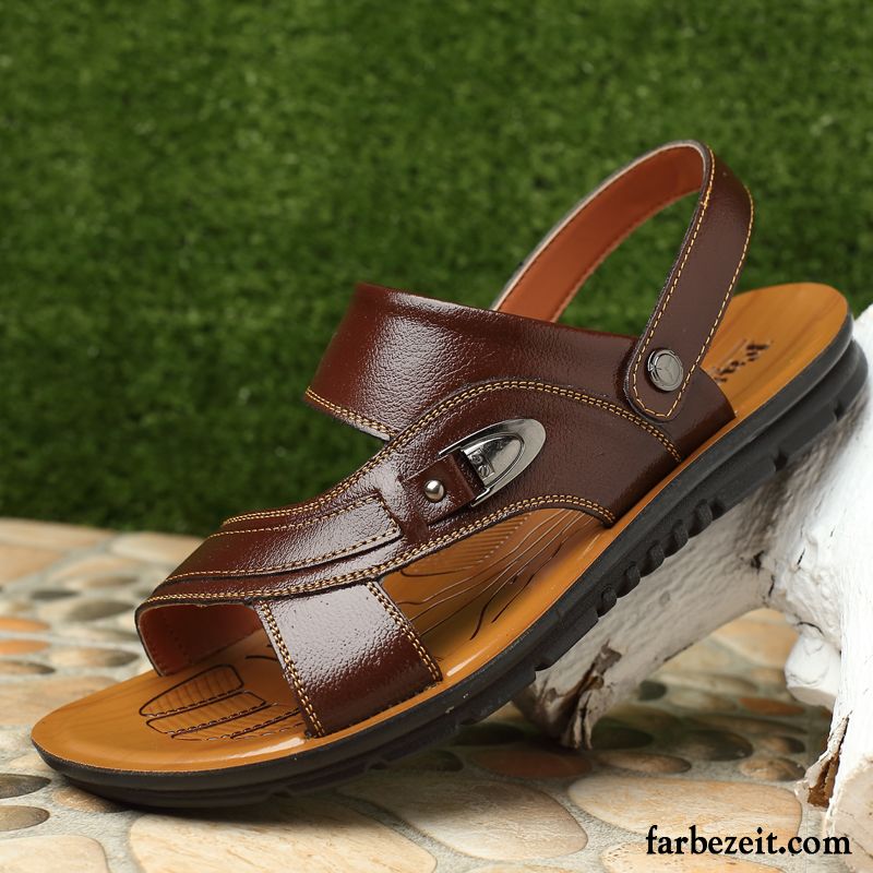 Mode Sandalen Herren Hausschuhe Atmungsaktiv Casual Sandalen Echtleder Strand Teenager Verkaufen