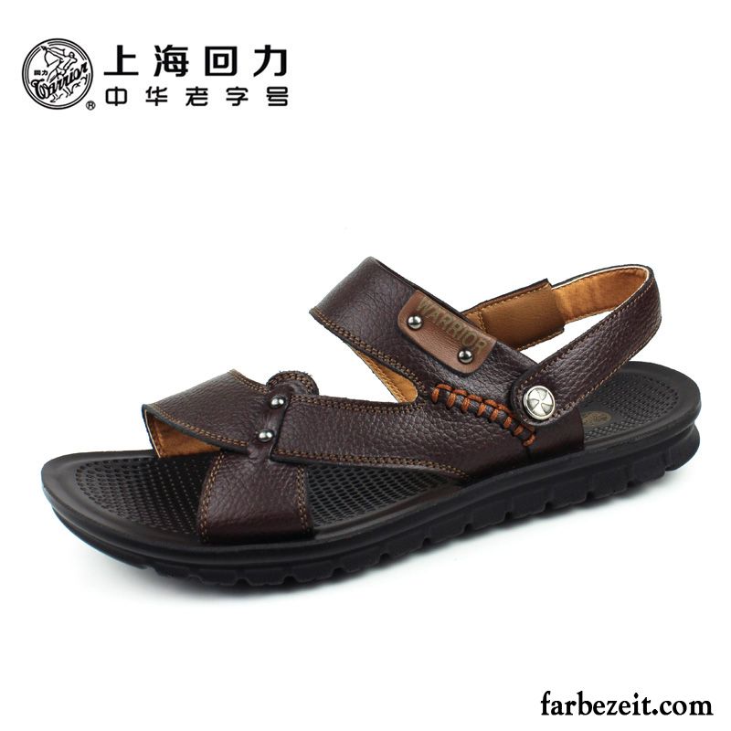 Mode Sandalen Herren Strand Hausschuhe Sommer Leder Sandalen Oberleder Atmungsaktiv Kaufen