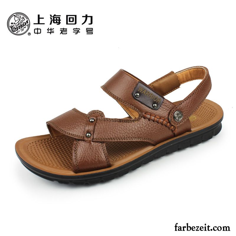 Mode Sandalen Herren Strand Hausschuhe Sommer Leder Sandalen Oberleder Atmungsaktiv Kaufen