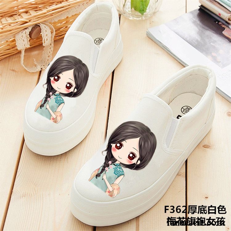 Mode Schuhe Damen Schüler Plateauschuhe Neue Tuch Schuhe Slip-on Niedrig Sommer Feder Graffiti Faul Dicke Sohle Casual Günstig