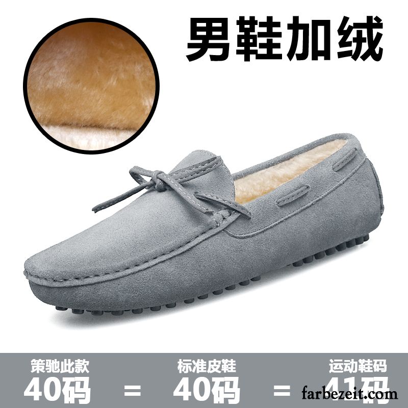 Mode Schuhe Herren Jugend Faul Trend Echtleder Feder Fahrschuhe Casual Allgleiches Sommer Gefrostet Günstig