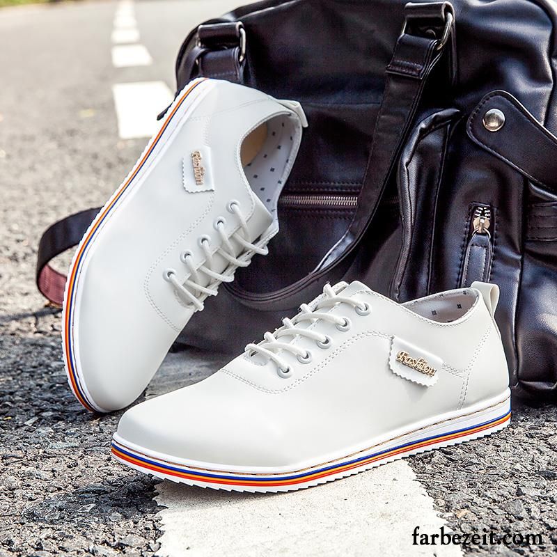 Mode Schuhe Herren Sommer Lederschue Trend Atmungsaktiv Jugend Schuhe Flache Skaterschuhe Geschäft Casual Weiß Günstig