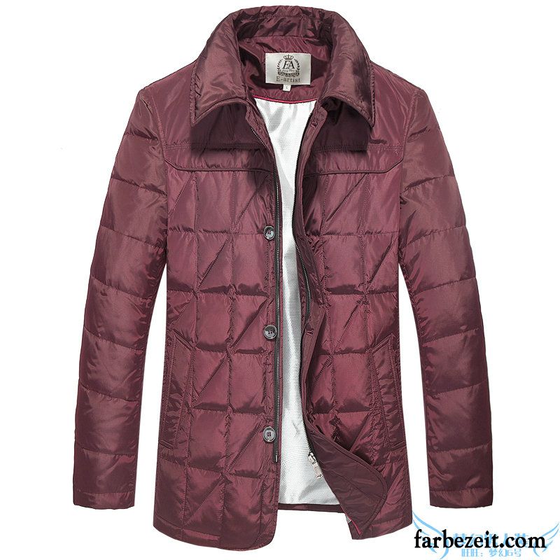 Mode Winterjacke Herren Gitter Neu Daunenjacke Schlank Große Größe Überzieher Winter Revers Rote Günstig