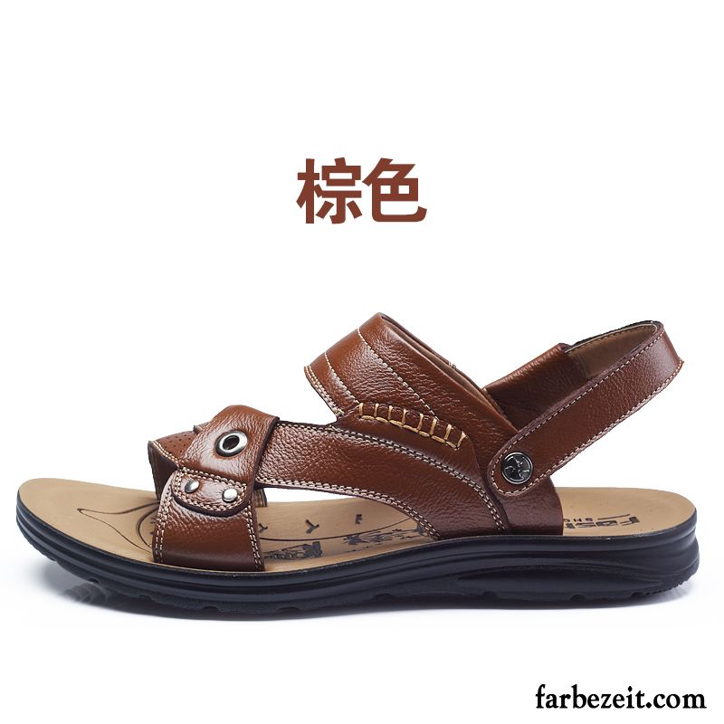 Moderne Herren Sandalen Casual Schuhe Atmungsaktiv Leder Sommer Oberleder Strand Trend Sandalen Günstig