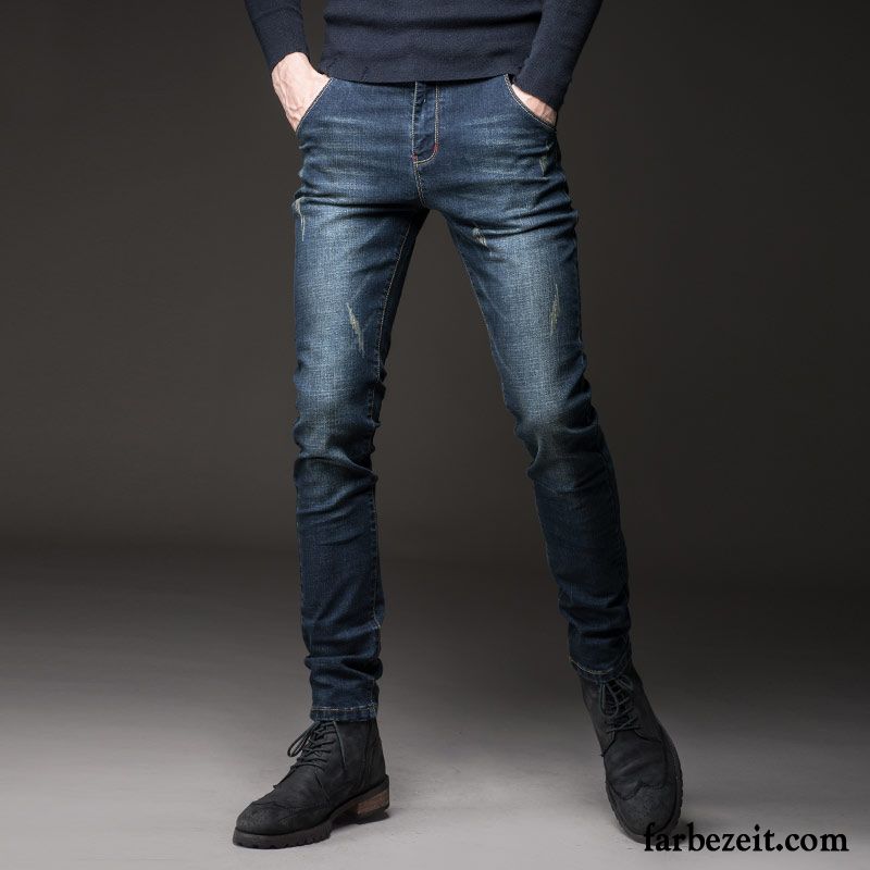 Moderne Jeans Hosen Herren Lange Hose Jugend Schmales Bein Schlank Herbst Winter Jeans Plus Samt Verdickung Gerade Günstig