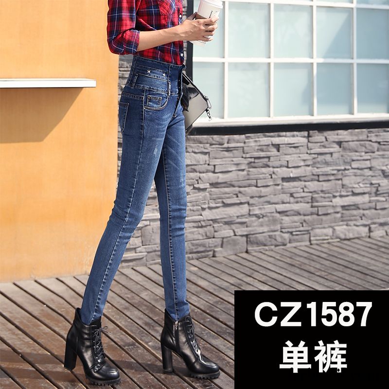 Moderne Jeanshosen Große Größe Plus Samt Jeans Damen Verdickung Schaltflächen Sortieren Warme Herbst Winter Hohe Taille Dünn Hose Kaufen