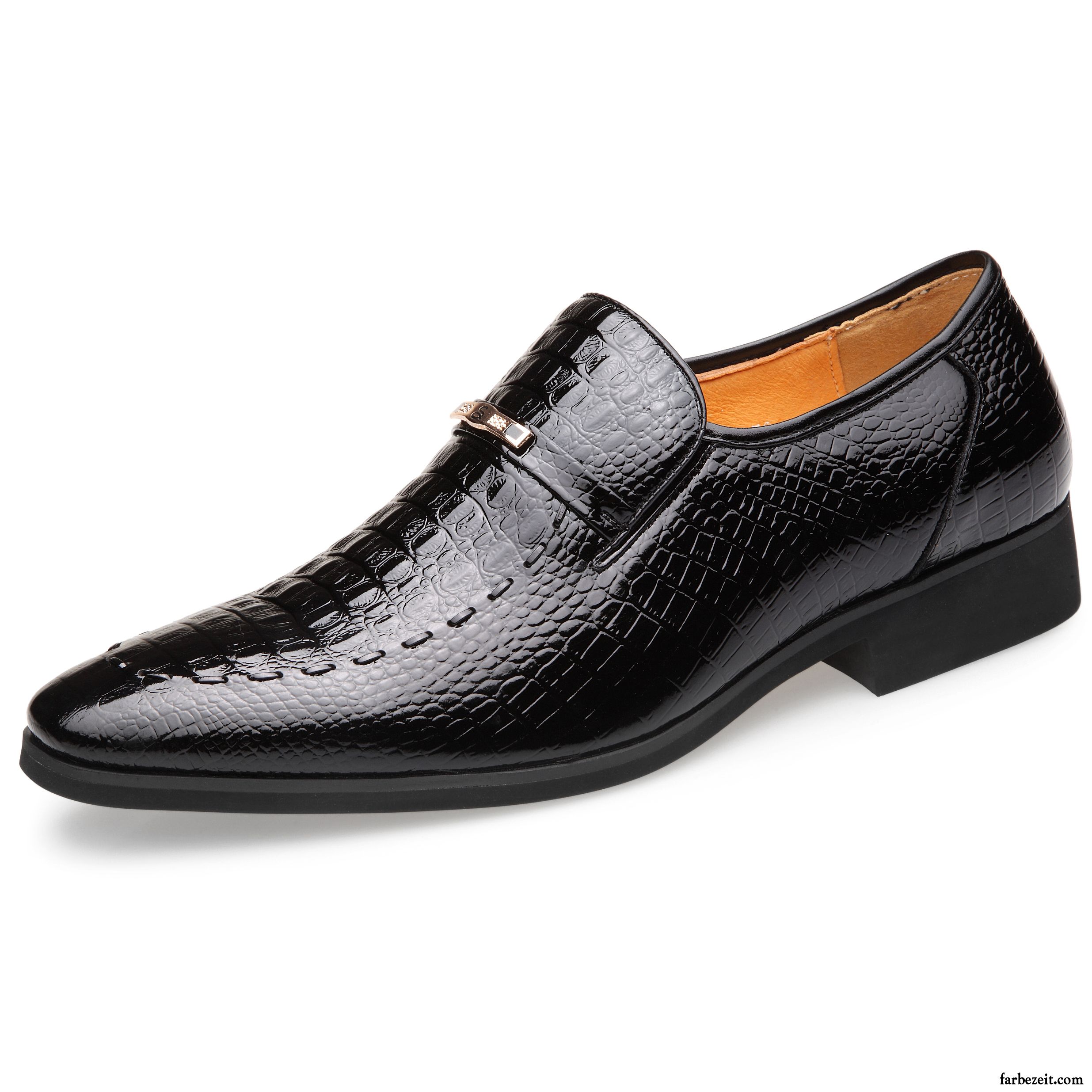 Moderne Leder Schuhe Herbst Schwarz Lederschue Casual England Hochzeit Schuhe Atmungsaktiv Geschäft Krokodil Spitze Echtleder Herren Günstig