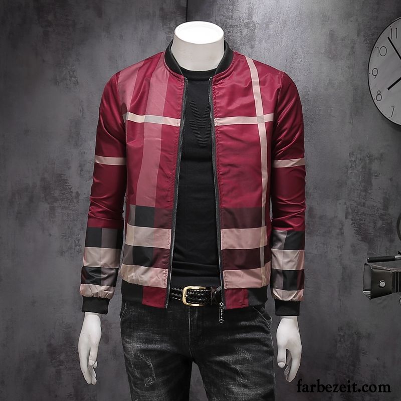 Moderne Männer Jacken Trend Neu Jacke Gitter Mantel Freizeit Überzieher Feder Schwarz Herbst Herren Schlank Rabatt