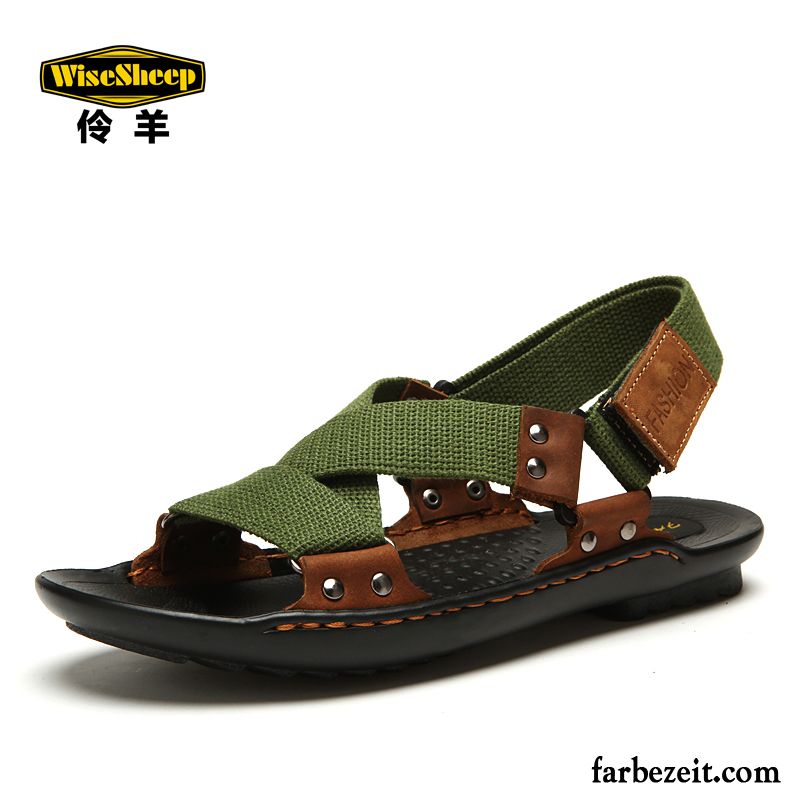 Moderne Sandalen Herren Sandalen Casual Pantolette Weberei Sommer Leder Schuhe Strand Neue Rabatt