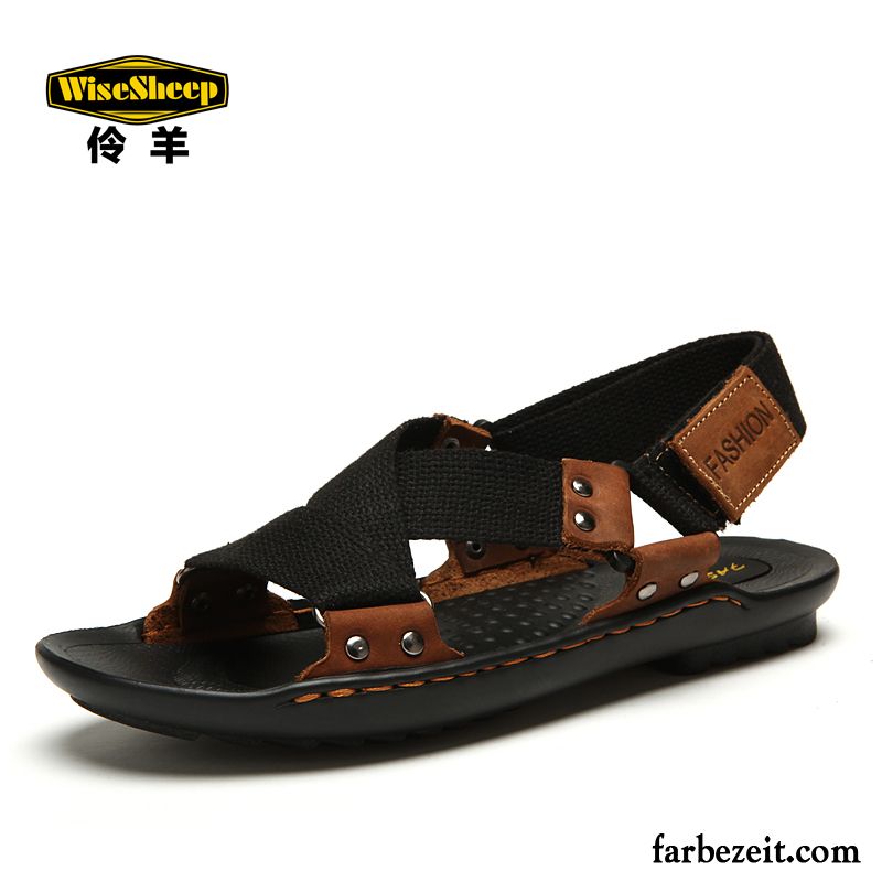 Moderne Sandalen Herren Sandalen Casual Pantolette Weberei Sommer Leder Schuhe Strand Neue Rabatt